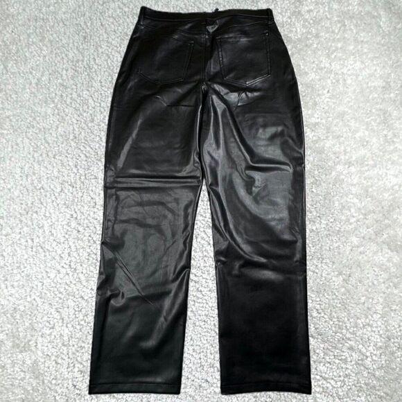 Abercrombie & Fitch Vegan Leather 90's Straight Ultra HR Pant 33X30 NEW - Picture 3 of 11